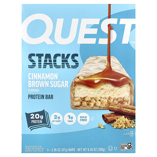 Quest Nutrition, Stacks, Barrita proteica, Canela y azúcar moreno, 4 barritas, 67 g (2,36 oz) cada una