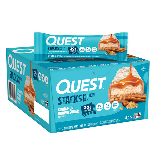Quest Nutrition, Stacks, Protein Bar, Proteinriegel, Zimt-brauner Zucker, 12 Riegel, je 67 g (2,36 oz.).