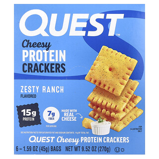 Quest Nutrition, Протеинови крекери със сирене, Zesty Ranch, 6 пакетчета, 45 g (1,59 oz) всяка