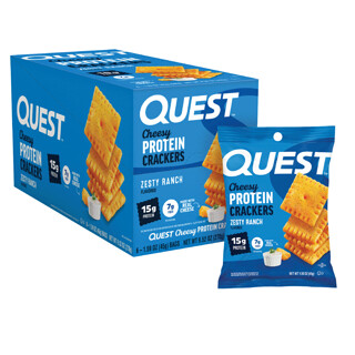 Quest Nutrition, Cheesy Protein Crackers, Protein-Cracker, Zesty Ranch, 6 Tüten, je 45 g (1,59 oz.).