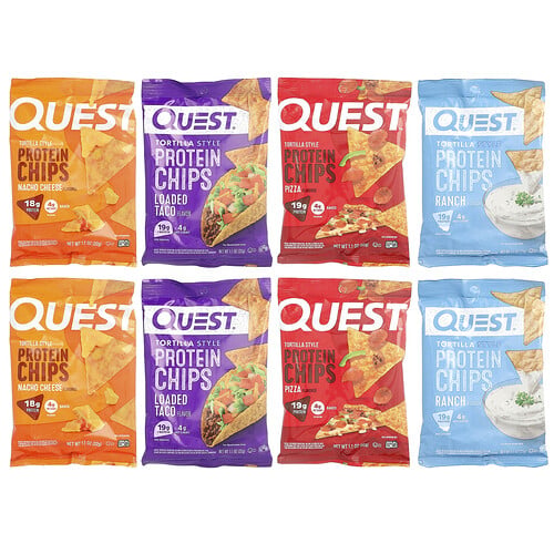 Quest Nutrition, Protein Chips nach Tortilla-Art, Kombipackung, 8 Stück je 32 g (1,1 oz.).