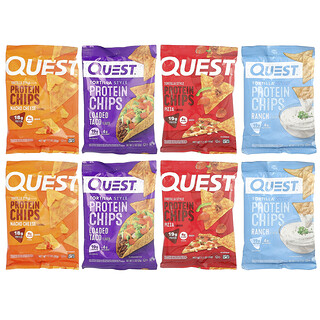 Quest Nutrition, Eiwitchips in tortillastijl, assortimentsverpakking, 8 stuks, 32 g per stuk