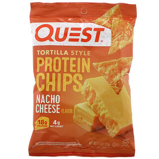 Quest Nutrition, Tortilla Style Protein Chips, Nacho Cheese, 12 Bags, 1.1 oz (32 g ) Each
