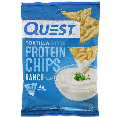 Quest Nutrition Tortilla Style Protein Chips, Ranch, 12 Bags, 1.1 oz (32 g ) Each