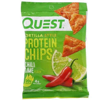 Quest Nutrition Tortilla Style Protein Chips, Chili Lime, 12 Bags, 1.1 oz (32 g) Each