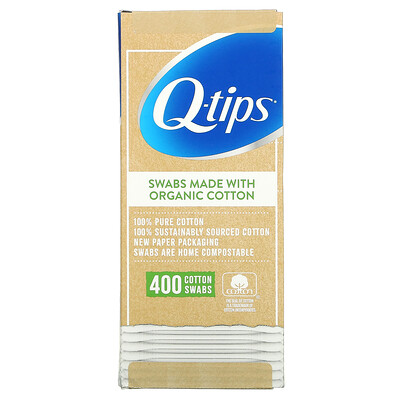 Q-tips Organic Cotton Swabs, 400 Swabs