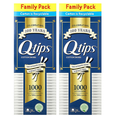 Product Image for Q-tips, Cotton Swabs, Family Pack, 2 Pack, 500 Swabs Each