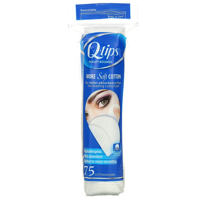 Q-tips Beauty Rounds, 75 порций из хлопка