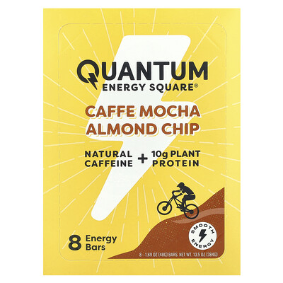 Quantum Energy Square  Caffe Mocha Almond Chip  8 Energy Bars  1.69 oz (48 g) Each
