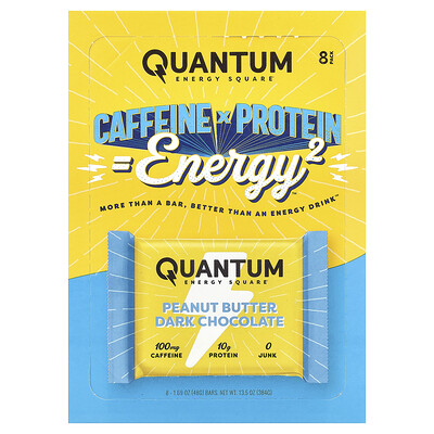 Product Image for Quantum Energy Square, Peanut Butter Dark Chocolate, 8 Energy Bars, 1.69 oz (48 g) Each