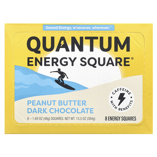 Quantum Energy Square, Chocolat noir au beurre de cacahuète, 8 carrés, 48 g chacun