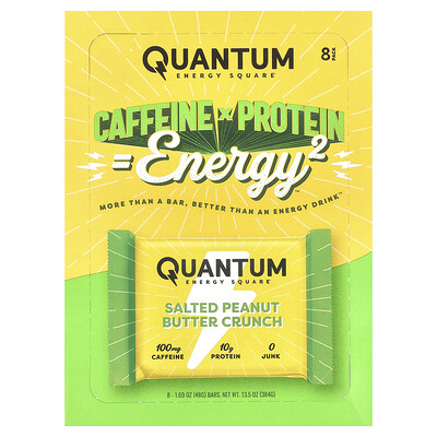 Product Image for Quantum Energy Square, Salted Peanut Butter Crunch, 8 Bars, 1.69 oz (48 g) Each