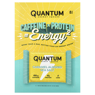 Product Image for Quantum Energy Square, Caramel Almond Sea Salt, 8 Energy Bars, 1.69 oz (48 g) Each
