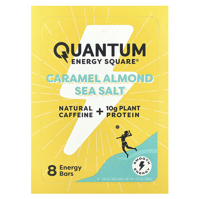 Quantum Energy Square  Caramel Almond Sea Salt  8 Energy Bars  1.69 oz (48 g) Each