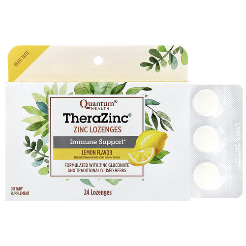 Quantum Health TheraZinc®, Zinc Lozenges, Lemon, 24 Lozenges