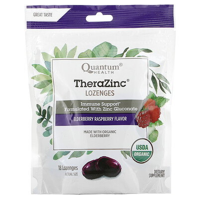 

Quantum Health, TheraZinc, Lozenges, Elderberry Raspberry, 18 Lozenges