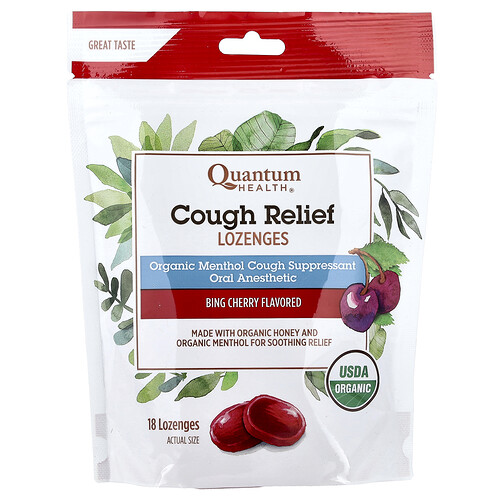 Quantum Health Cough Relief Lozenges - Bing Cherry Vitamin | 18 Loz