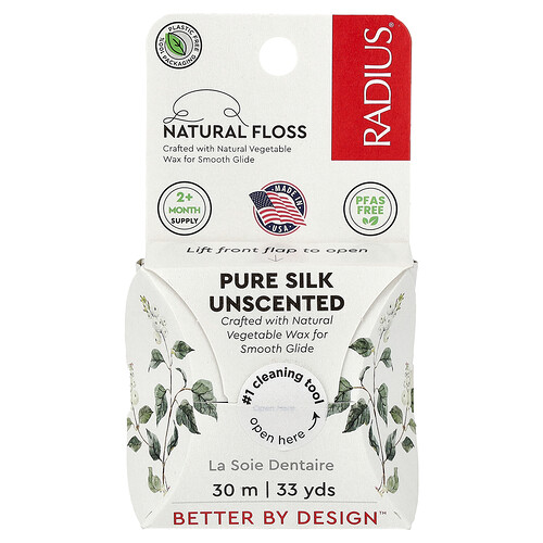 RADIUS, Natural Floss, Pure Silk, Unscented, 33 yds (30 m)