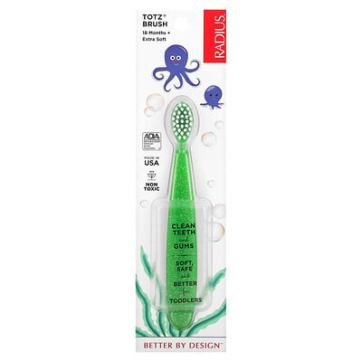 RADIUS Totz Toothbrush 18 + Months Extra Soft Green Sparkle 1 Toothbrush