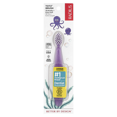 RADIUS  Totz® Toothbrush  18+ Months  Extra Soft  Purple Sparkle  1 Toothbrush