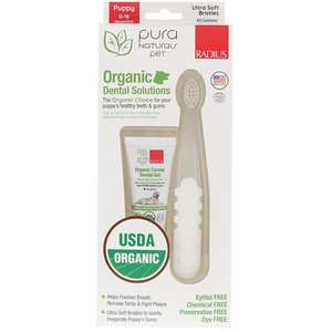 Отзывы о Радиус, Organic Dental Solutions, Ultra Soft Bristles, Puppy, 0-18 Months, 1 Toothbrush + .8 oz Tooth Gel