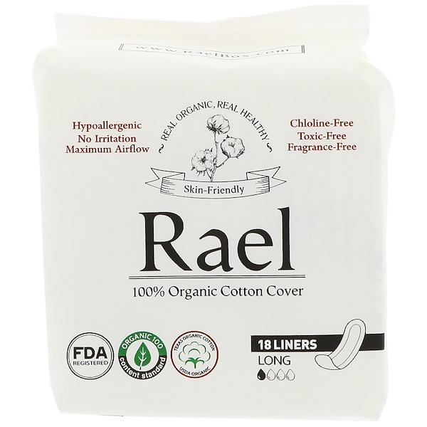 Rael, Organic Panty Liners, Long, 18 Liners iHerb