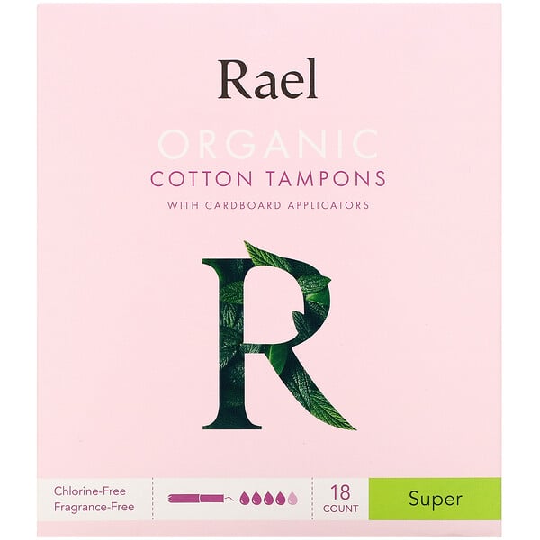 Organic Cotton Tampons with Cardboard Applicators, Super, 18 Count