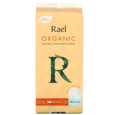 Rael Organic Cotton Cover Panty Liners, Micro Thin, 70 Count