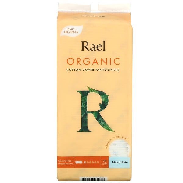Rael, Organic Cotton Cover Panty Liners, Micro Thin, 70 Count