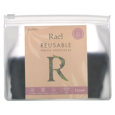 Купить Rael Reusable Period Underwear, Bikini, Large, Black, 1 Count