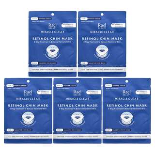 Rael, Miracle Clear, Mascarilla de belleza con retinol para el mentón, Crema protectora, Kit de 10 piezas