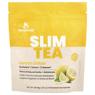 RAPIDFIRE, Slim Tea, Lămâie, 14 pliculețe de ceai piramidal, 0,87 oz (24,64 g)