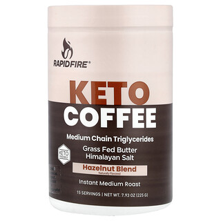 RAPIDFIRE, Keto Coffee, Hazelnut Blend, Instant, Medium Roast, 7.93 oz (225 g)