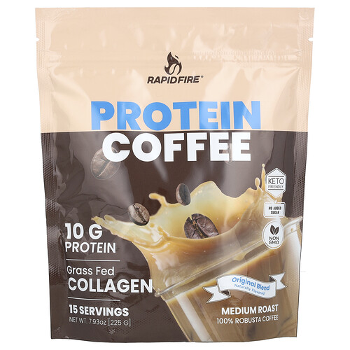 Rapidfire Protein Coffee, Original Blend, Medium Roast, 7.93 oz (225 g)