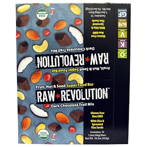 Отзывы о Ро Революшен, Super Food Bar, Dark Chocolate Trail Mix, 12 Bars, 1.6 oz (46 g) Each