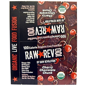 Отзывы о Ро Революшен, Raw Rev 100, Organic Live Food Bar, Cherry Chocolate Chunk, 20 Bars, 0.8 oz (22.8 g) Each