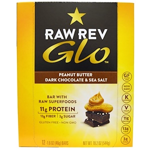 Купить Raw Revolution, Glo, темный шоколад с арахисовым маслом и морской солью, 1,6 унции (46 г) каждый  на IHerb
