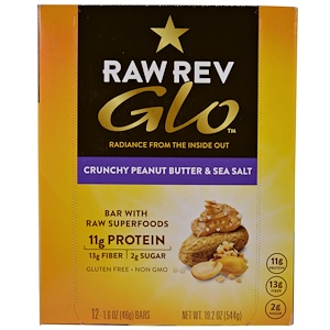 Raw Revolution, Glo, хрустящее арахисовое масло и морская соль, 12 батончиков, 1,6 унции (46 г)