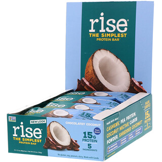 Rise Bar, لوح بروتين THE SIMPLEST، جوز الهند بالشوكولاتة، 12 لوح، 2.1 أونصة (60 جم) لكل لوح