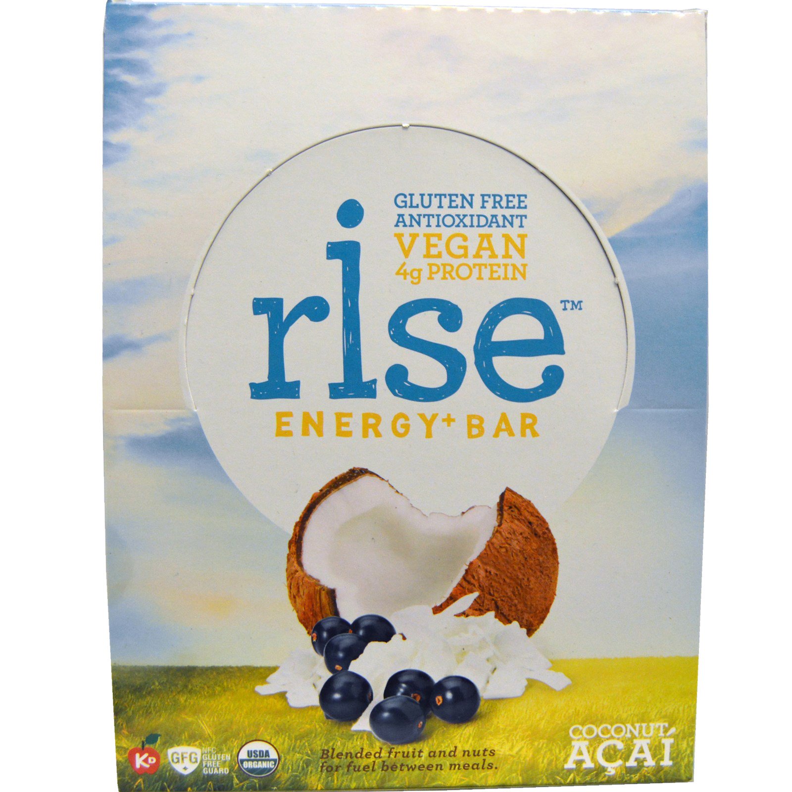 Rise Bar, Organic, Energy + Bars, Coconut Acai, 12 Bars, 1.6 oz (45 g