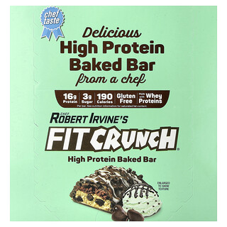 FITCRUNCH, High Protein Baked Riegel, Minze, Schokoladenstückchen, 9 Riegel, je 46 g (1,62 oz.)
