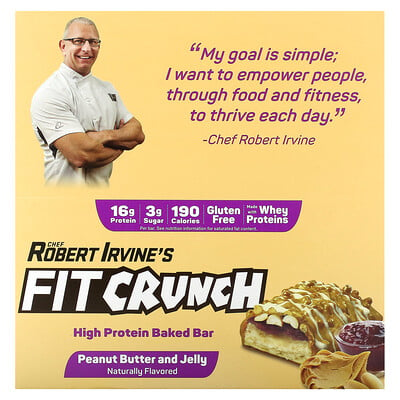 

FITCRUNCH, High Protein Baked Bar, Peanut Butter and Jelly, 9 Bars, 1.62 (46 g) Each