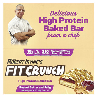 FITCRUNCH, высокопротеиновый запеченный батончик, арахисовая паста и желе, 9 батончиков по 1,62 г (46 г)
