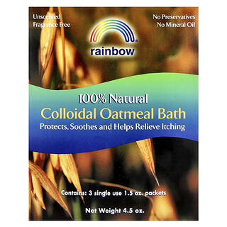 Rainbow Research, 100% naturligt kolloidt havregrynsbad, uparfumeret, 3 pakker, 1,5 oz hver