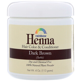 Rainbow Research, Henna, acondicionador y color para el cabello, marrón oscuro (sable), 4 oz (113 g)