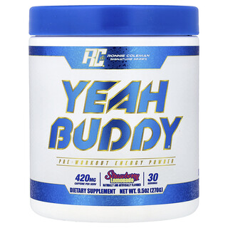 Ronnie Coleman, Signature Series，Yeah Buddy，锻炼前能量粉，草莓柠檬水味，9.5 盎司（270 克）