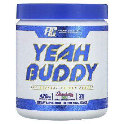 Ronnie Coleman  Signature Series  Yeah Buddy  Pre-Workout Energy Powder  Strawberry Kiwi  9.5 oz (270 g)