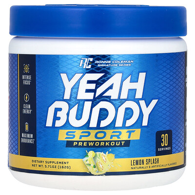 Ronnie Coleman, Signature Series, Yeah Buddy Sport, Preentrenamiento, Sabor a limón, 162 g (5,71 oz)