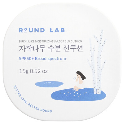 Round Lab Birch Juice Moisturizing UVLock Sun Cushion SPF 50 052 oz 15 g