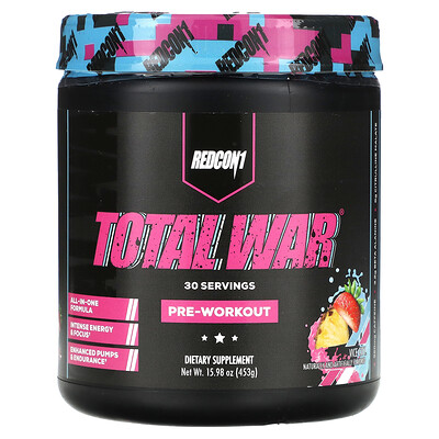 Redcon1  Total War  Pre-Workout  Vice City Strawberry Pina Colada  15.98 oz (453 g)